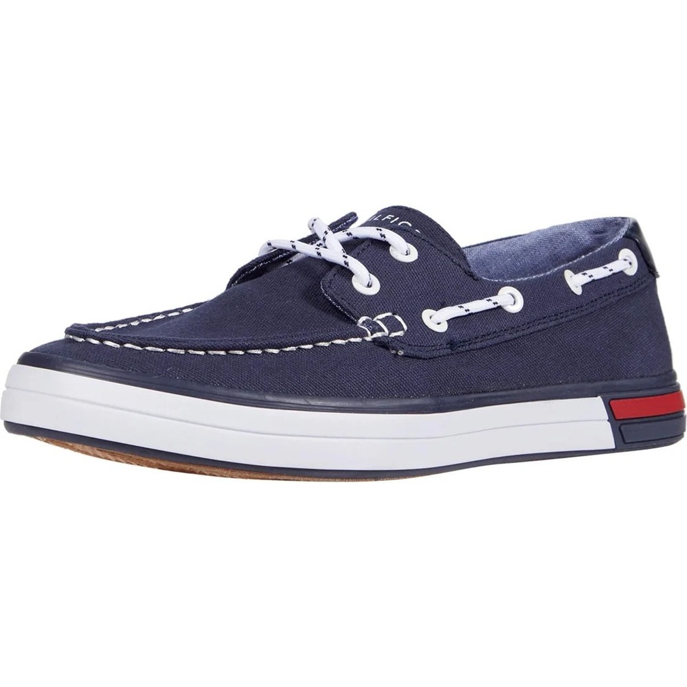 NEW Tommy Hilfiger Boat Shoes Men's 12 Realm Blue Canvas Slip On Loafers Comfort